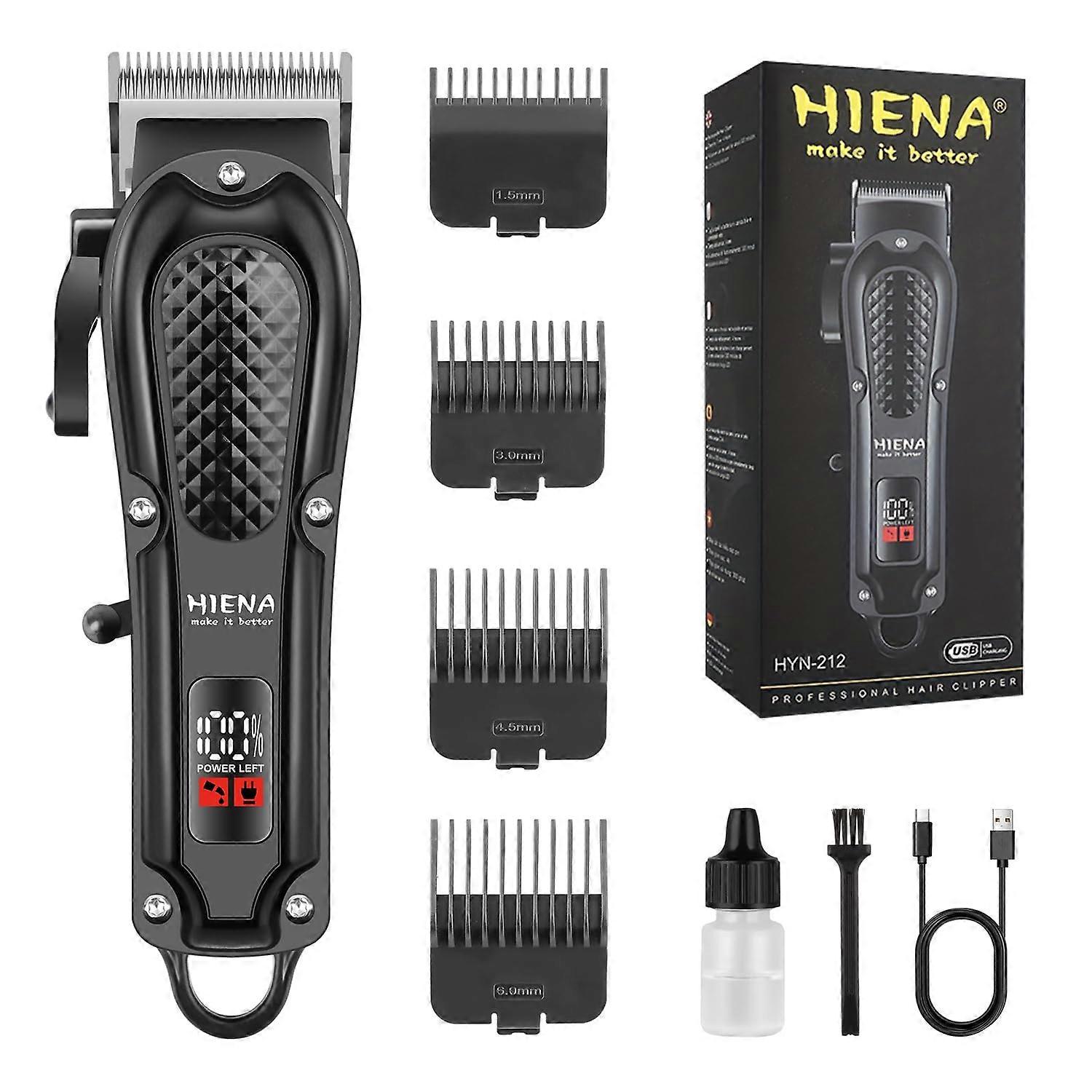 Professional Hair Clipper for Men, Cordless and Corded, Rechargeable Beard Trimmer with LED Display, Black