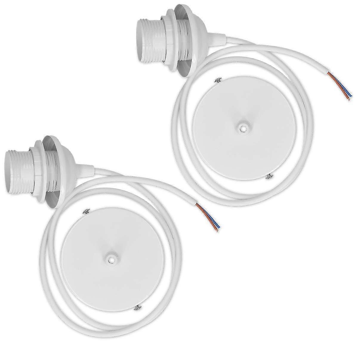 2x electric cable for lamp Cable with E27 socket and fixing ring   Suspension mount White