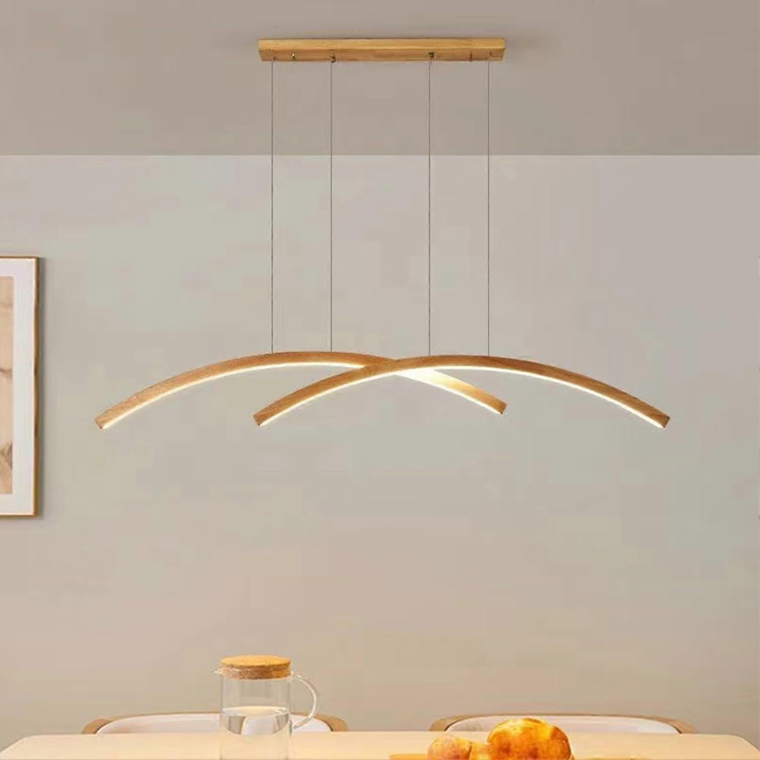 Dining Room LED Pendant Light Wood Dimmable Hanging Light L120cm