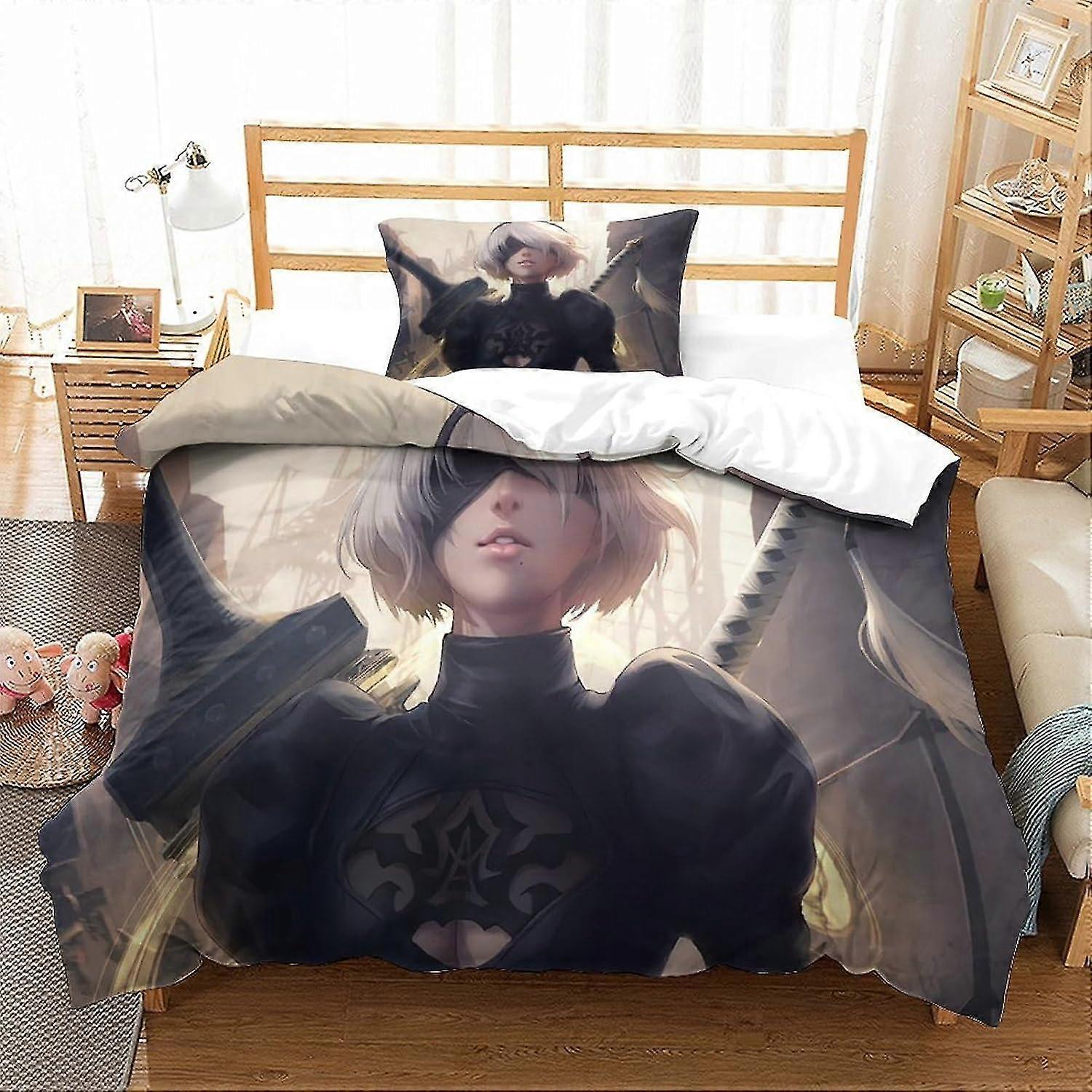 Playable Character Bedding Set 3D Compatible with Certain Brands Duvet Cover Set, Soft 100% Microfiber Bed Set 2Pcs, Print Single Double Kin