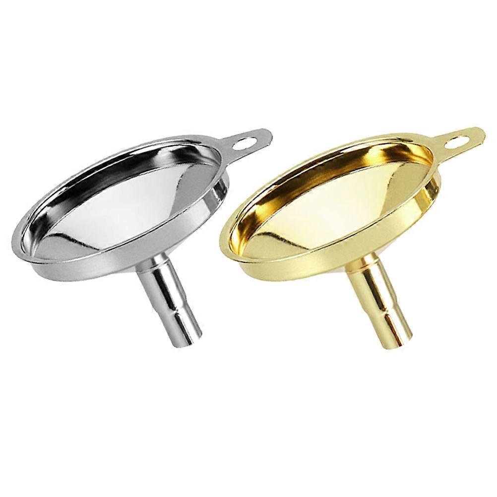 Stainless Steel Funnel Set , Reusable Kitchen Accessory for Wine, Oil, and Liquid to Clean 2pcs Gold & Silver