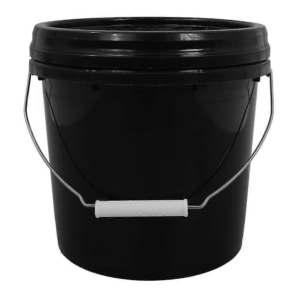 Portable Plastic Bucket With Lid For Storage And Cleaning Tasks Heavy Duty Durable Versatile Use Round Shape Black 5L 1Set