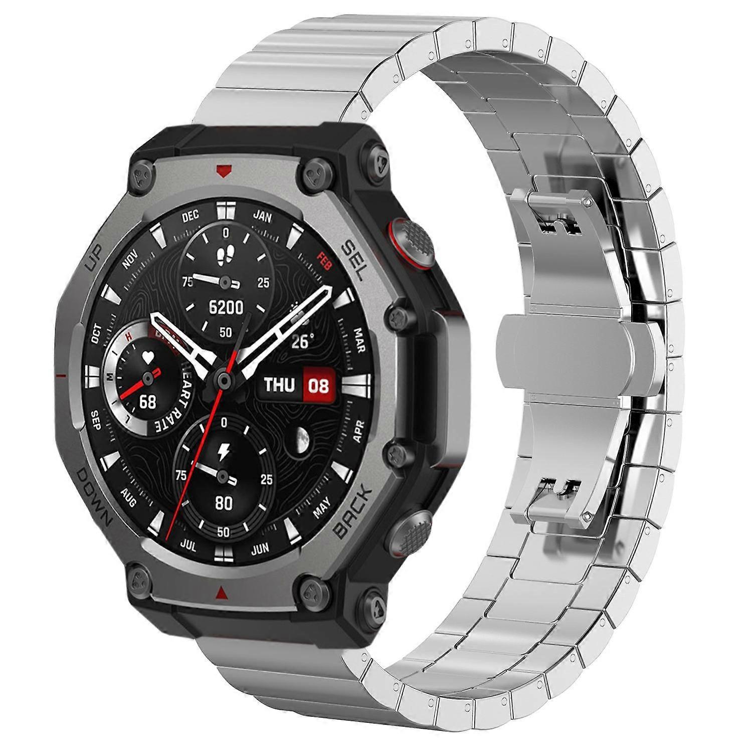xDfind Jednokoralikowy bambusowy pasek do zegarka ze stali nierdzewnej do Amazfit T-Rex 3 22mm