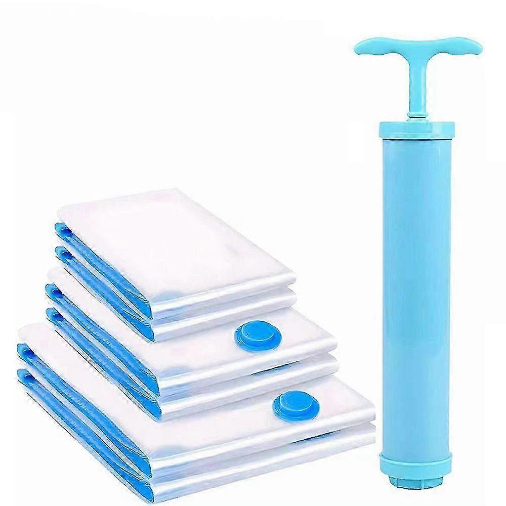 Vacuum Storage Bags for Clothes, Duvets, Bed Sheets, and Linens with Hand Pump for Space Saving and Organization