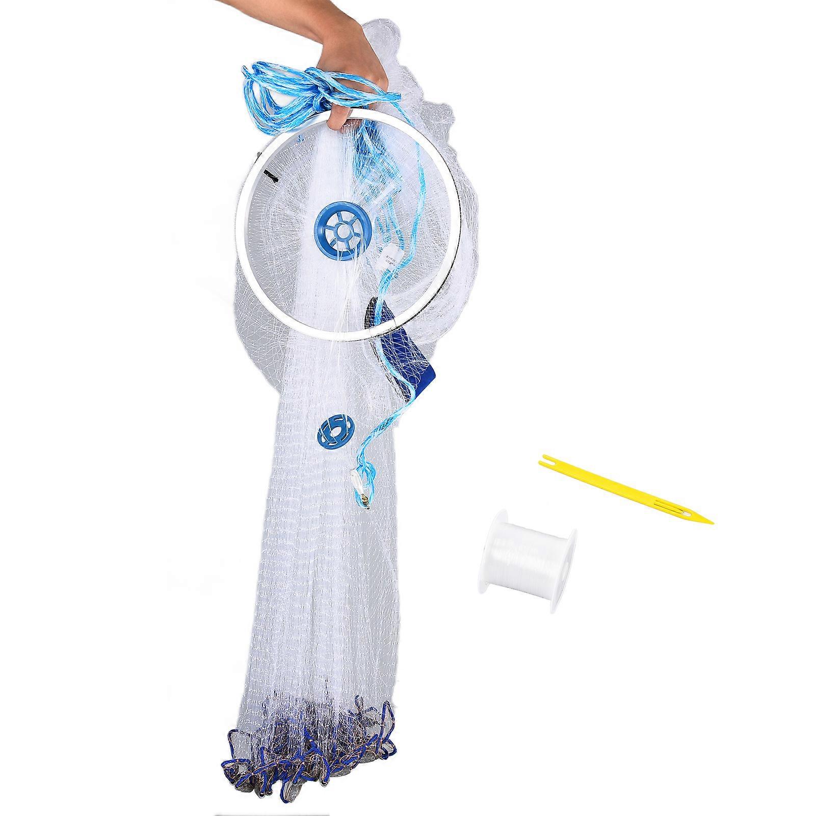 Bait Net American Style Aluminum Ring Monofilament Manual Lightweight Throw Cast Net for Sea Pool