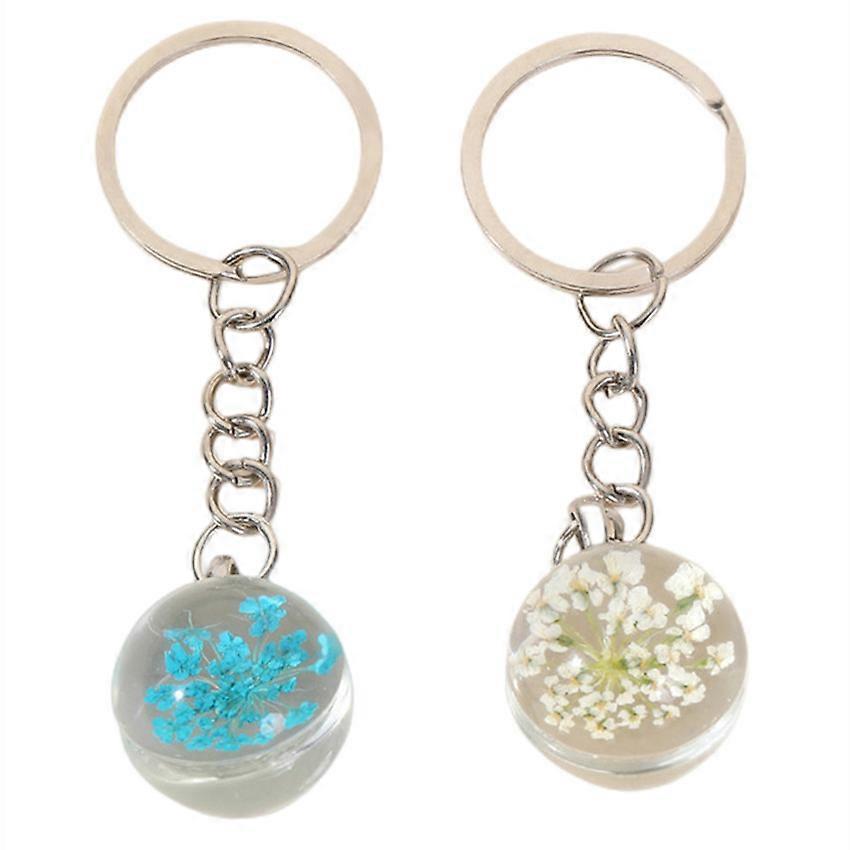 2 Pack Women's Cute Wallet Accessory Keychains (Blue, White)
