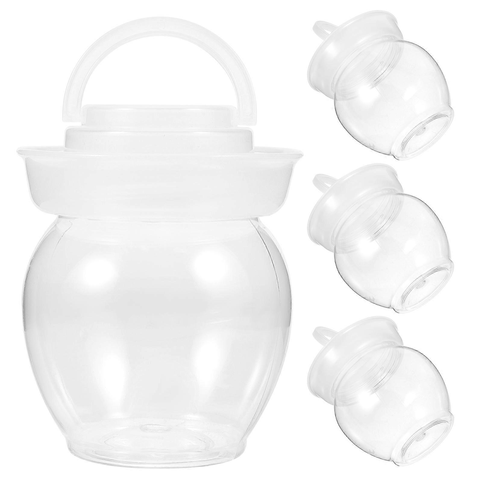 Vegetable Pickling Container Transparent Fermentation Tank Sealed Storage 4Pcs