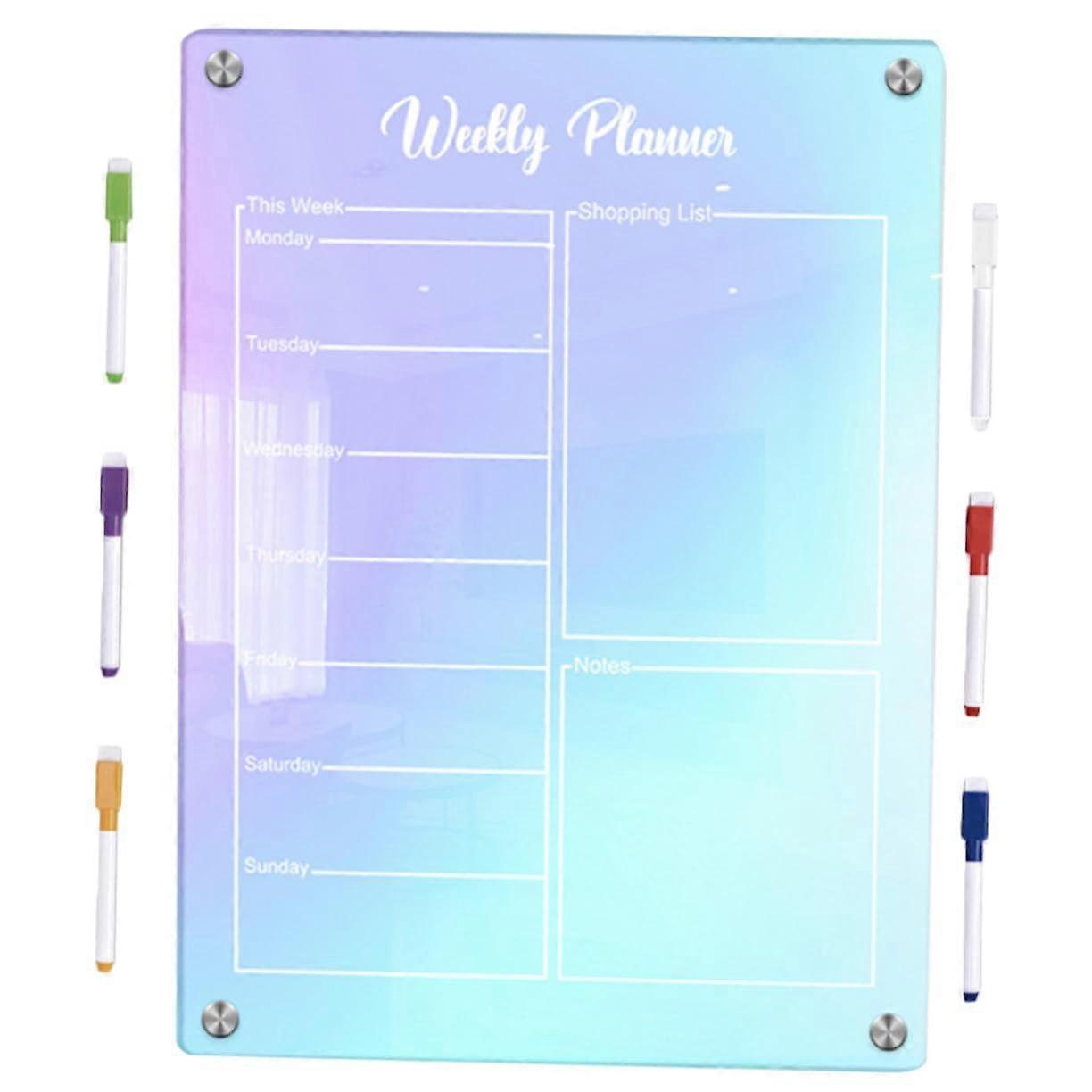Magnetic Colorful Weekly Calendar Board for Refrigerator, Wipeable Planning Board