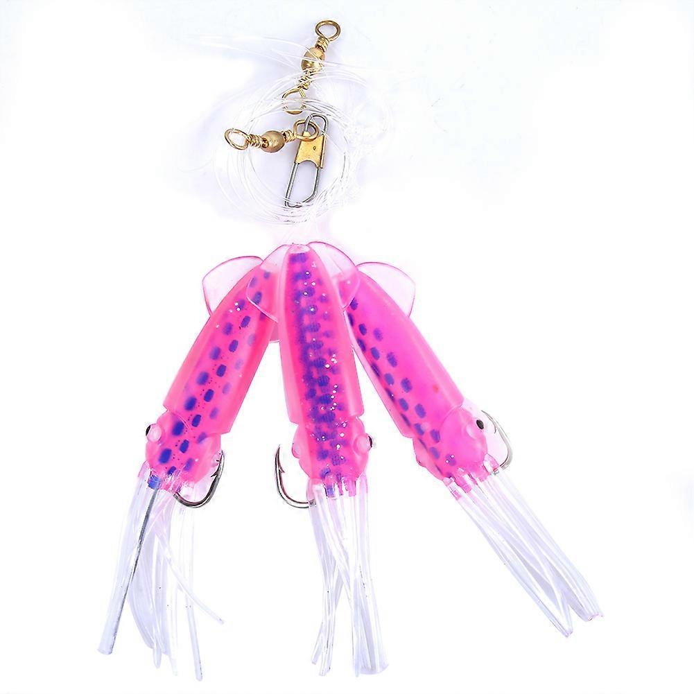 Pliable Fish Artificial Bionic Squid Lure Soft Baits Fishing Accessory (red&blue dot 14.5cm)