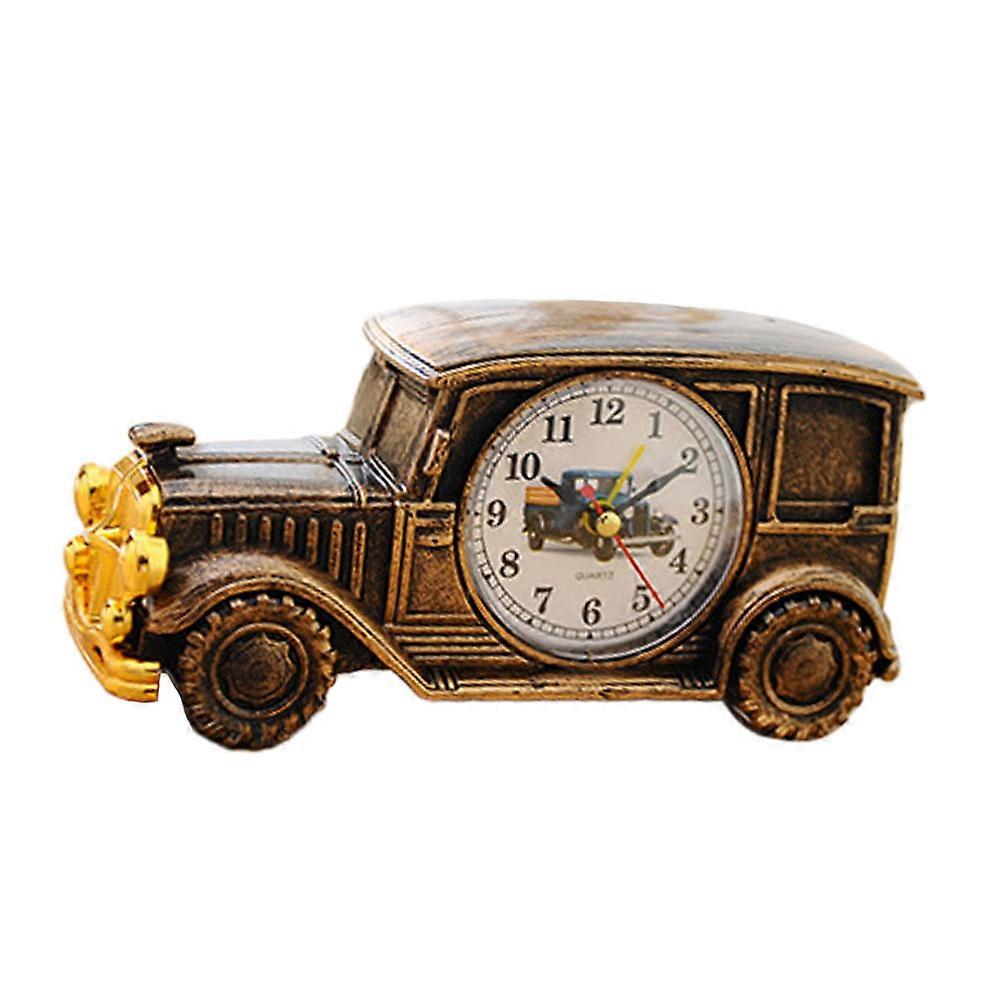 Car Shape Alarm Clock Bronze Bedside Clock Time Display For Bedroom Dormitory 1Set