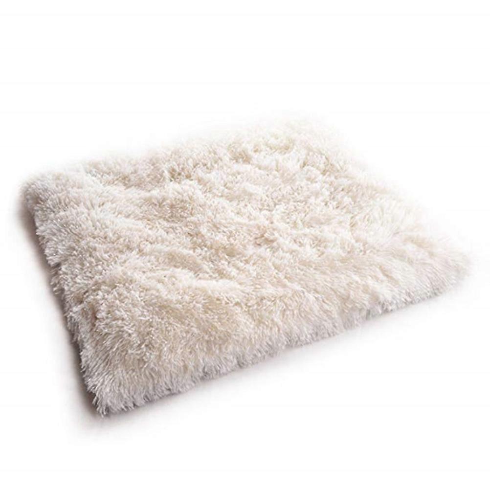 Warm Cat Bed Dual Pet Cushion Autumn Winter Sleeping Pad for Kittens White Plush 61x51cm 1Set