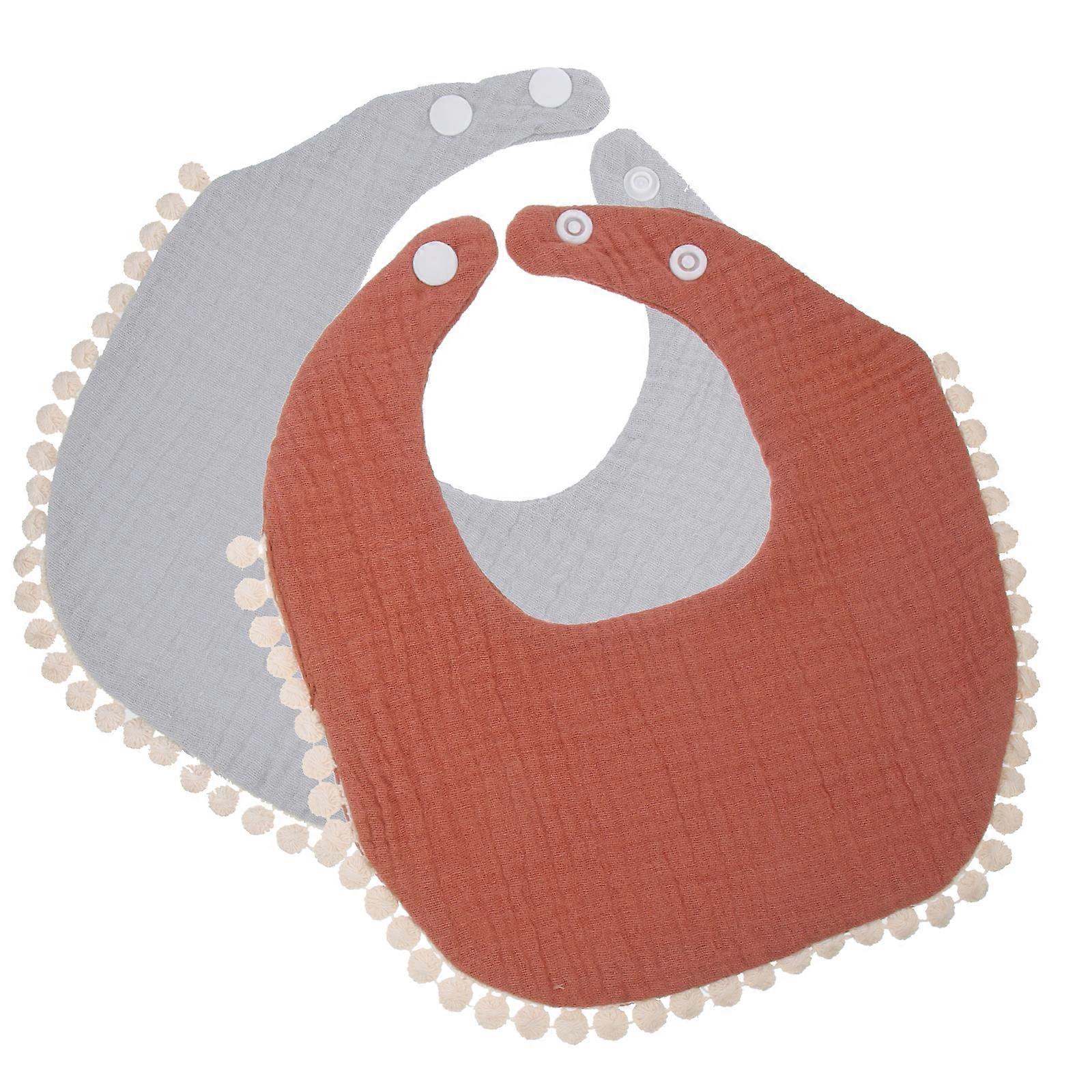 Toddler Saliva Towels Plain Baby Bib Cotton Material Supple Bibs For Infant All Seasons Simple Design 2Pcs