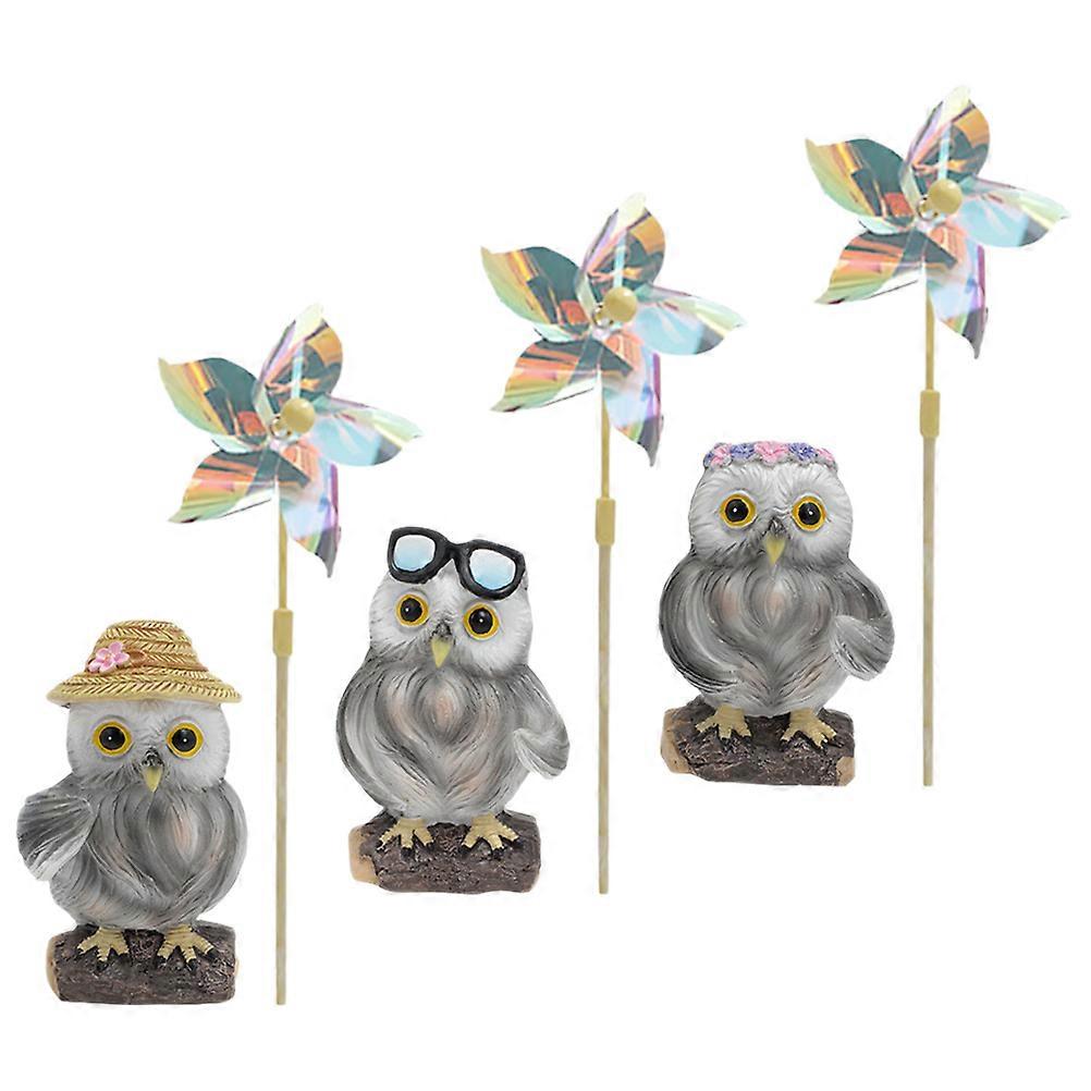 3 Sets Owl Windmill Ornaments Unique Garden Decorations Delicate Pinwheels for Outdoor Spaces Beautiful Craftsmanship for Lawn, Landscape,