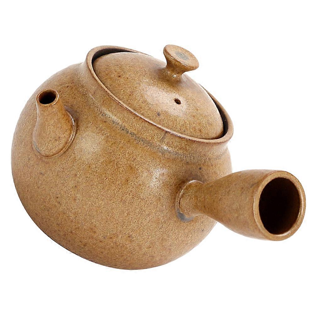 Retro Ceramic Teakettle Yellow Coarse Pottery Tea Pot for Home Use, Easy to Clean, Ideal for Tea Lovers and Gift Giving