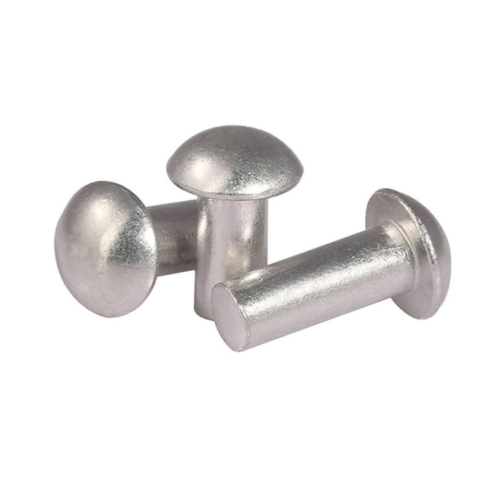 1050pcs M3 M4 M5 M6 Aluminum Solid Round Head Rivet Impact Rivet Half Round Head Hammer Type Full Rivet (10MMM5) 10MMM5 Silver