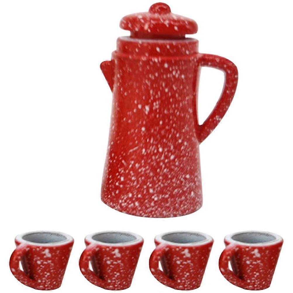 1 Set of Mini Kettle and Cups Art Crafts Mini Tea Set Pretend Play Tea Set