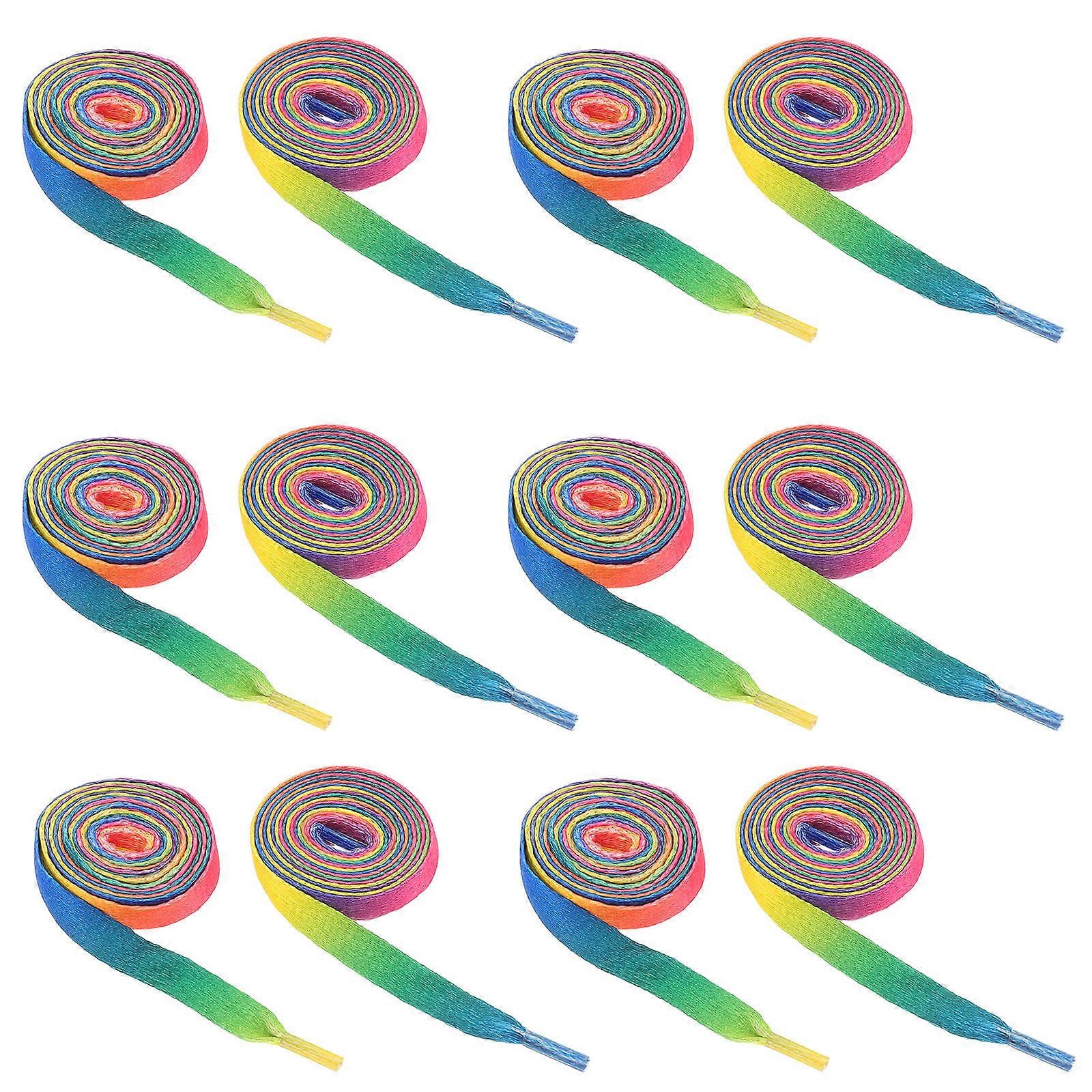 Rainbow Color Shoe Laces for Sneakers Made of Polyester Multi 10 Pairs 100CM