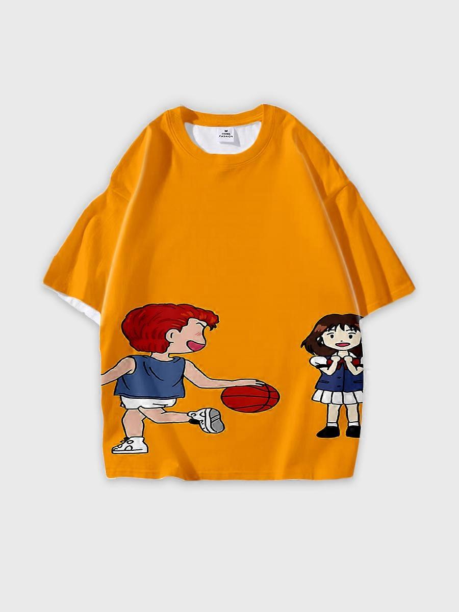 T-shirt round neck Role Pattern loose short sleeve C99