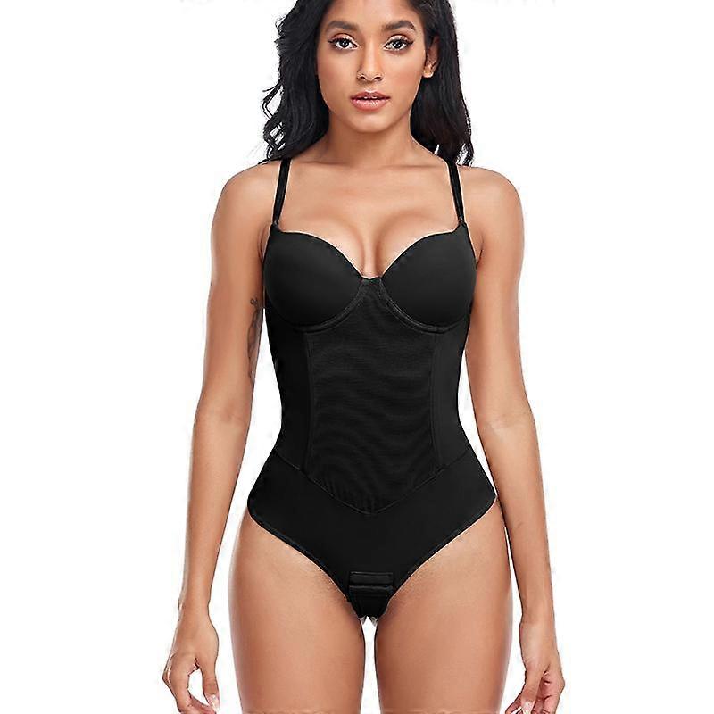 Women Seamless Thong Bodysuit Shapewear Tummy Control Waist Trainer Body Sculpting Shaper Invisible Slimming Underwear with Padded Bra