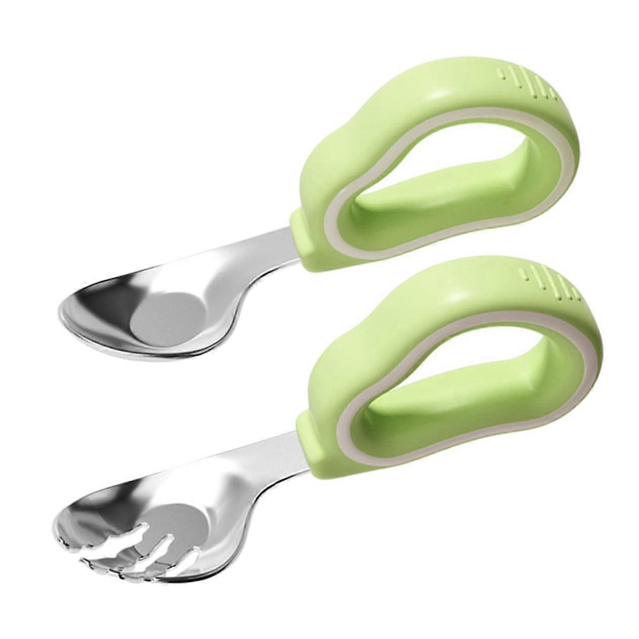 1piece spoon and fork set, partial children's cutlery with storage box for feeding at home and on the go.