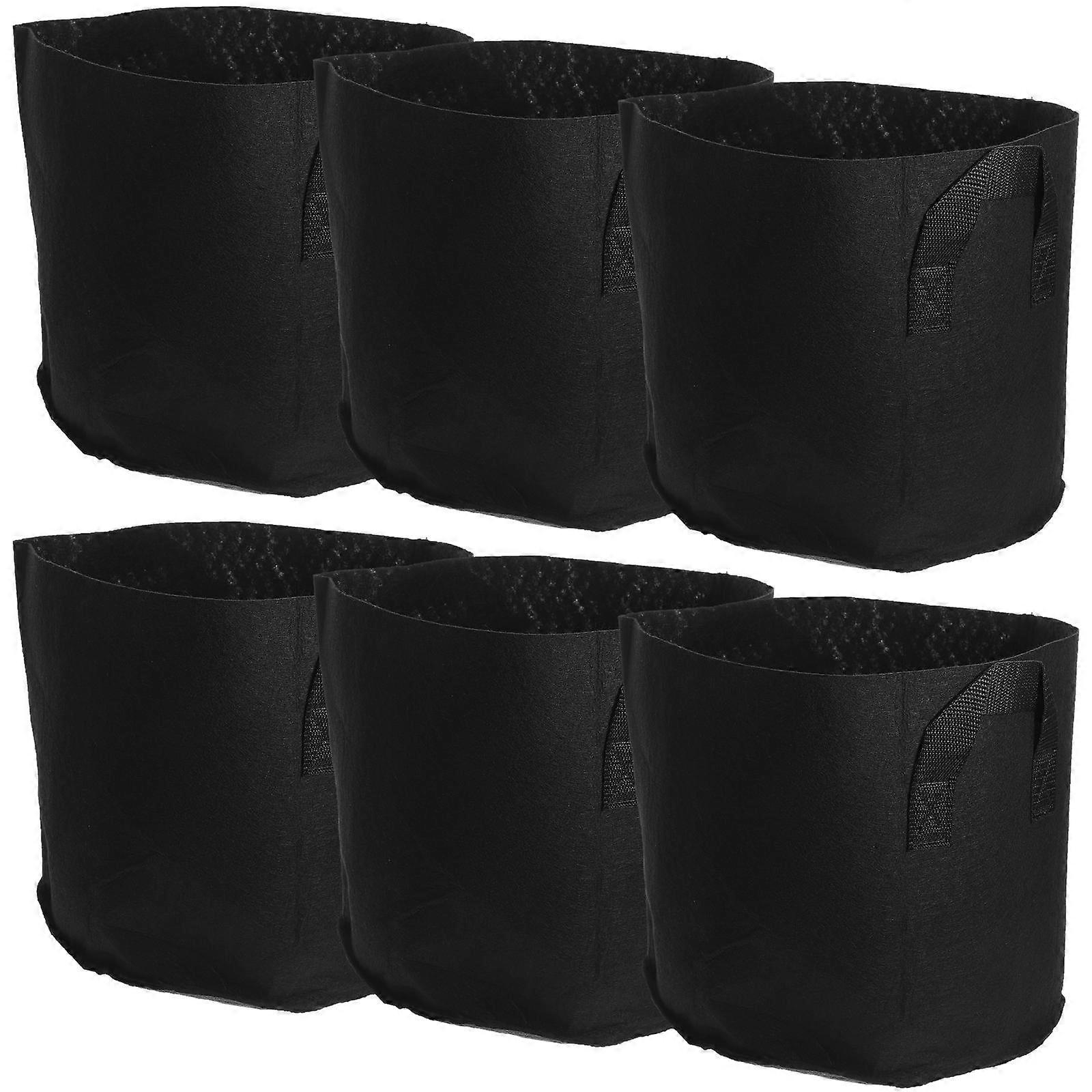 Portable Non Woven Cloth Planting Bag for Garden Use Black with Excellent Water Absorption and Permeability 6pcs