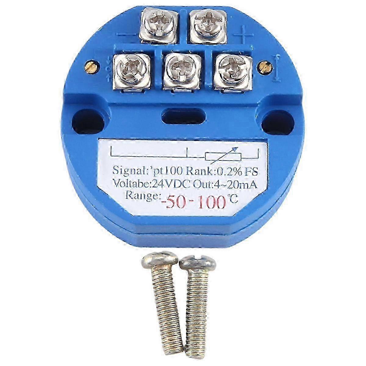 RTD PT100 Temperature Transmitter Module -50°C to 100°C 4-20mA Output DC24V Thermal Resistance SensorEdition 0724