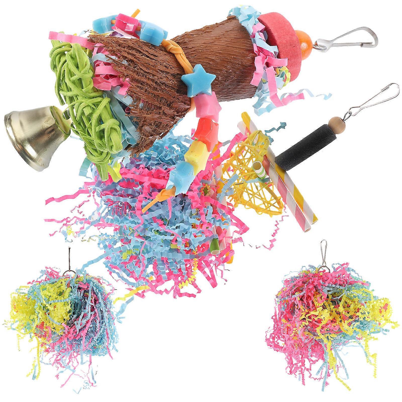 Wooden Bird Chewing Toys for Playing Assorted Color Safe and Durable for Parrots and Small Birds