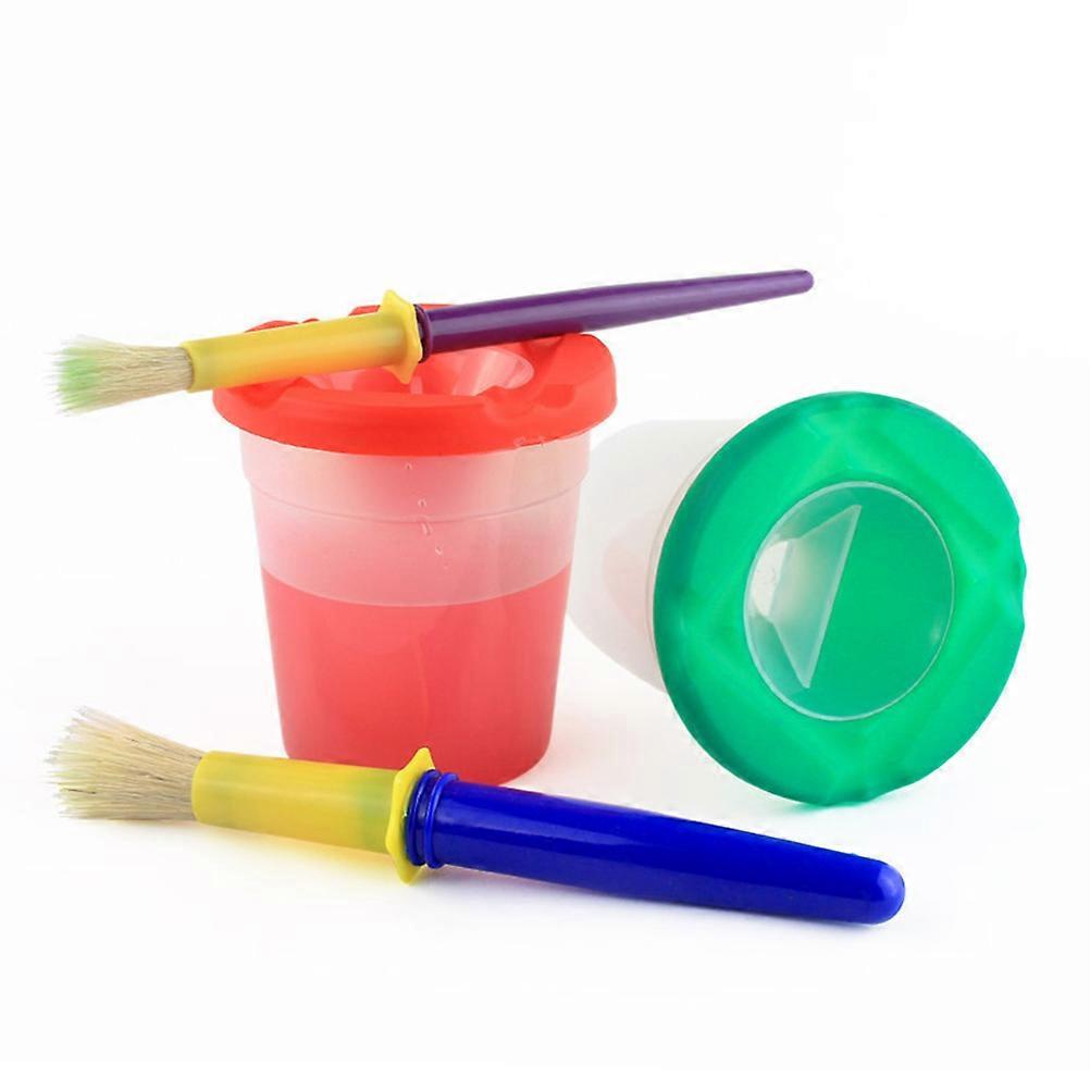 5 Piece DIY Graffiti Painting Kit with Cup Brushes, Transparent Cups, Covers & Assorted Color Brushes for Kids' Art Projects