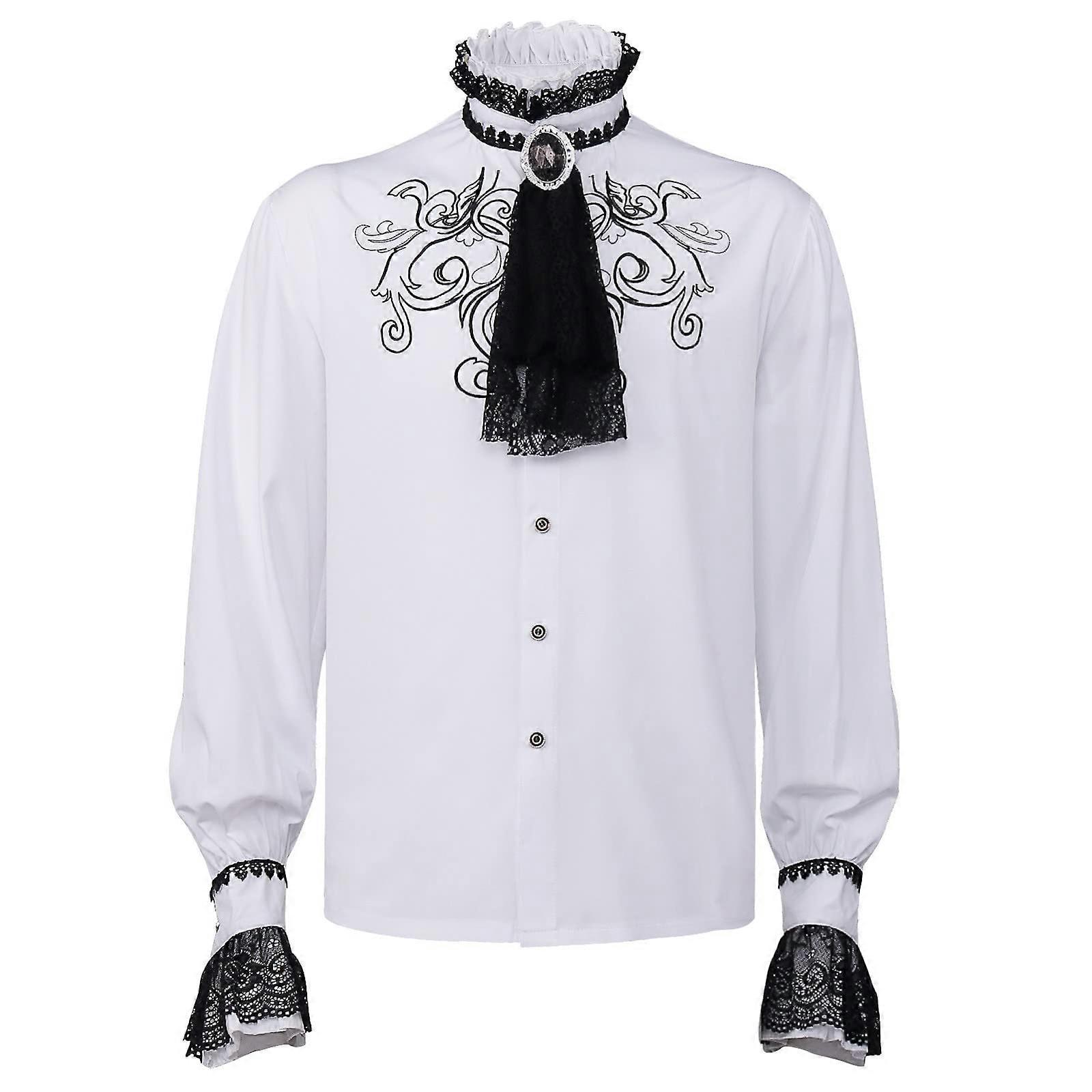 قميص عصر النهضة قميص الفايكنج القراصنة للرجال مع Jabot Collar Steampunk