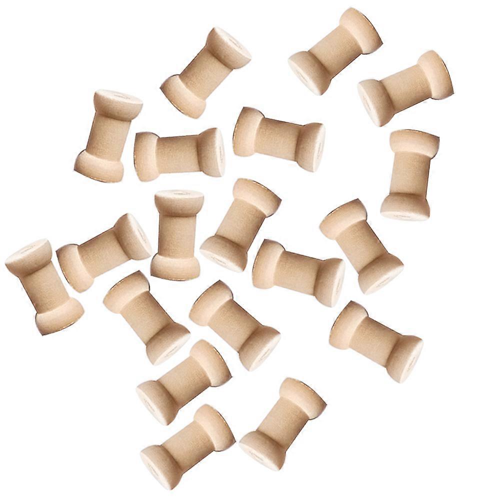 Vintage Style Empty Plastic Bobbins Spools Reels for Sewing Beige 20Pcs