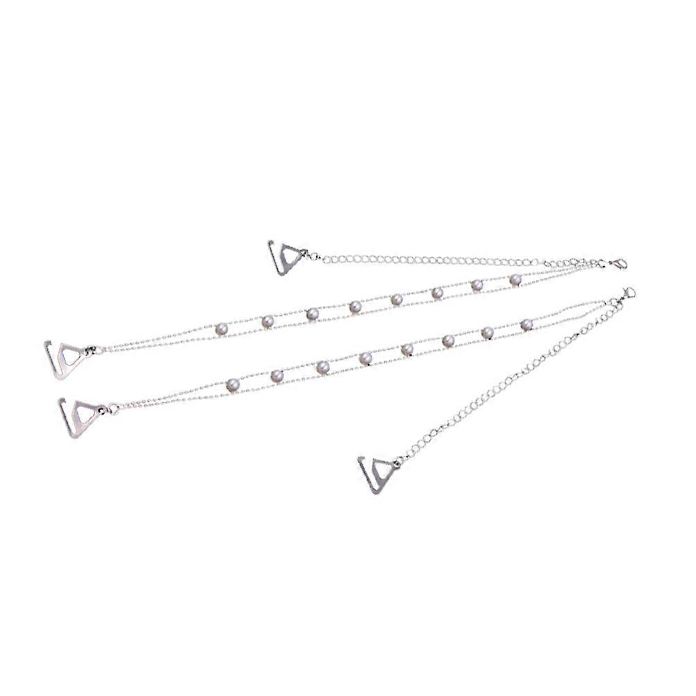 Silver Adjustable Bra Strap for Ladies Metal NonSlip Shoulder Strap 1 Pair