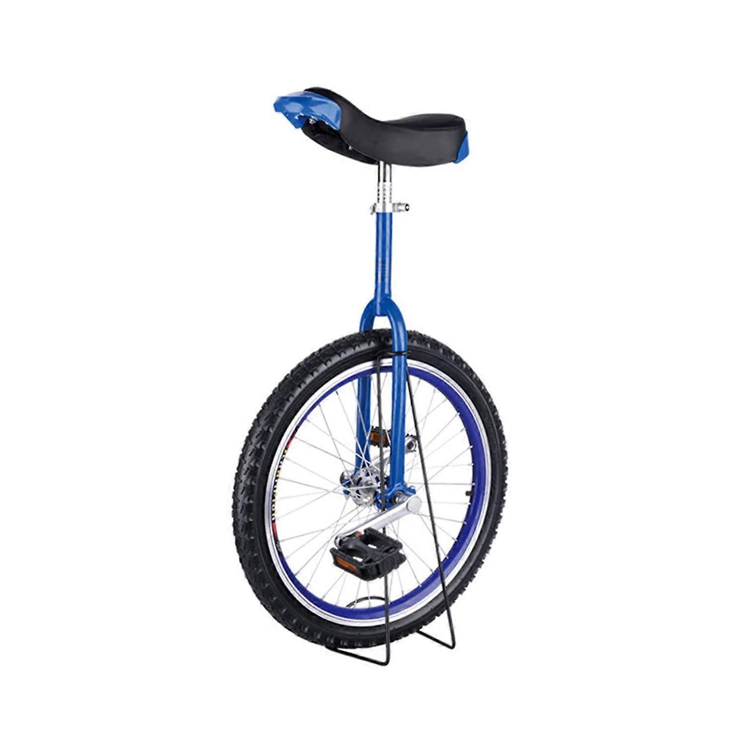 Unicycle Tyre 24" Blue Chrome Unicycle for Training Style Cycling with Stand Outdoor Fitness Sports