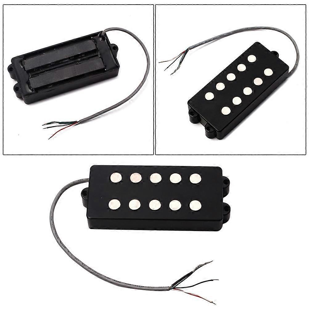 5 String Electric Bass Pickups Bridge Neck Pickups Set for Bass Guitar Open Style Guitar Parts and Accessories GMB17 Black