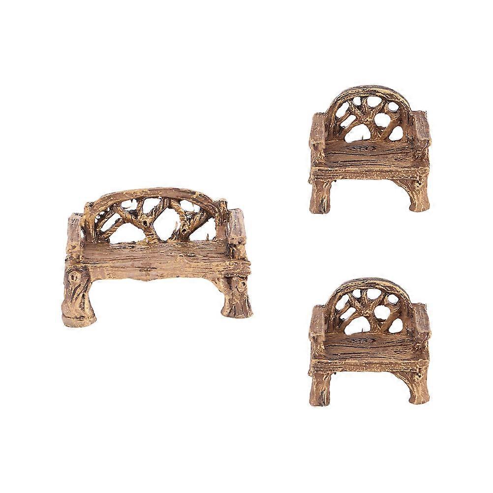 Miniatűr házbútor mini padszékek kerti dekoráció 3db ideális tündérkerti udvari dekorációhoz
