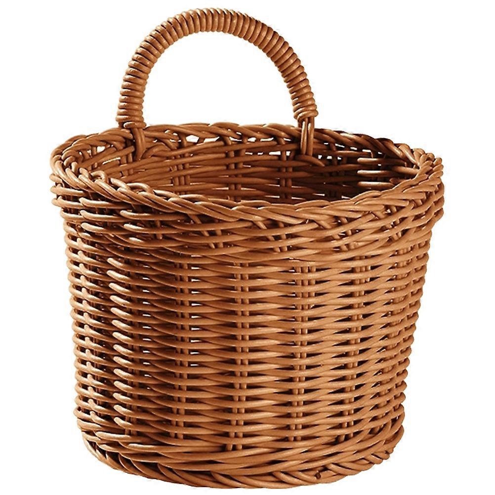 Woven Wall Basket For Kitchen Spice Storage Home Use Light Brown Multi-Functional Storage 1Set