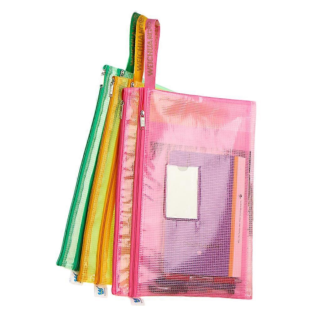 Zipper File Bags for Storage Use 7Pcs Portable Transparent Mesh File Pockets