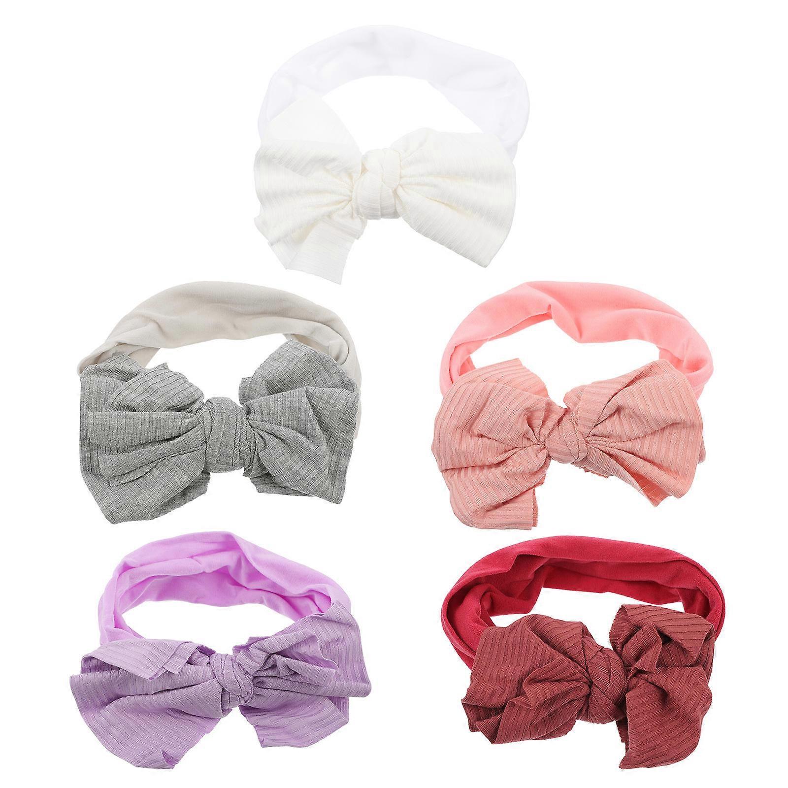 Here's a refined and professional product description for your **5pcs Bow Headbands**:
### **5 Pack Soft Nylon Bow Headbands for Newborns –