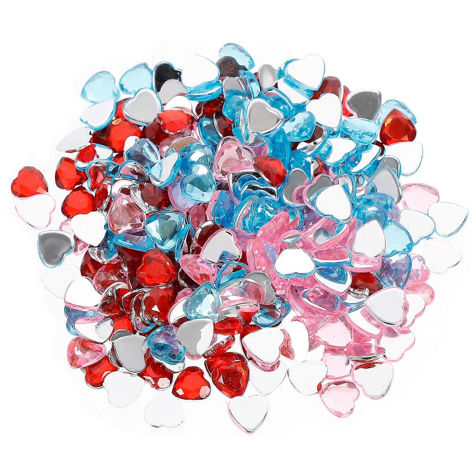Red Heart Shape Acrylic Flat Back Rhinestones for Decoration and DIY Craft Accessories 192pcs