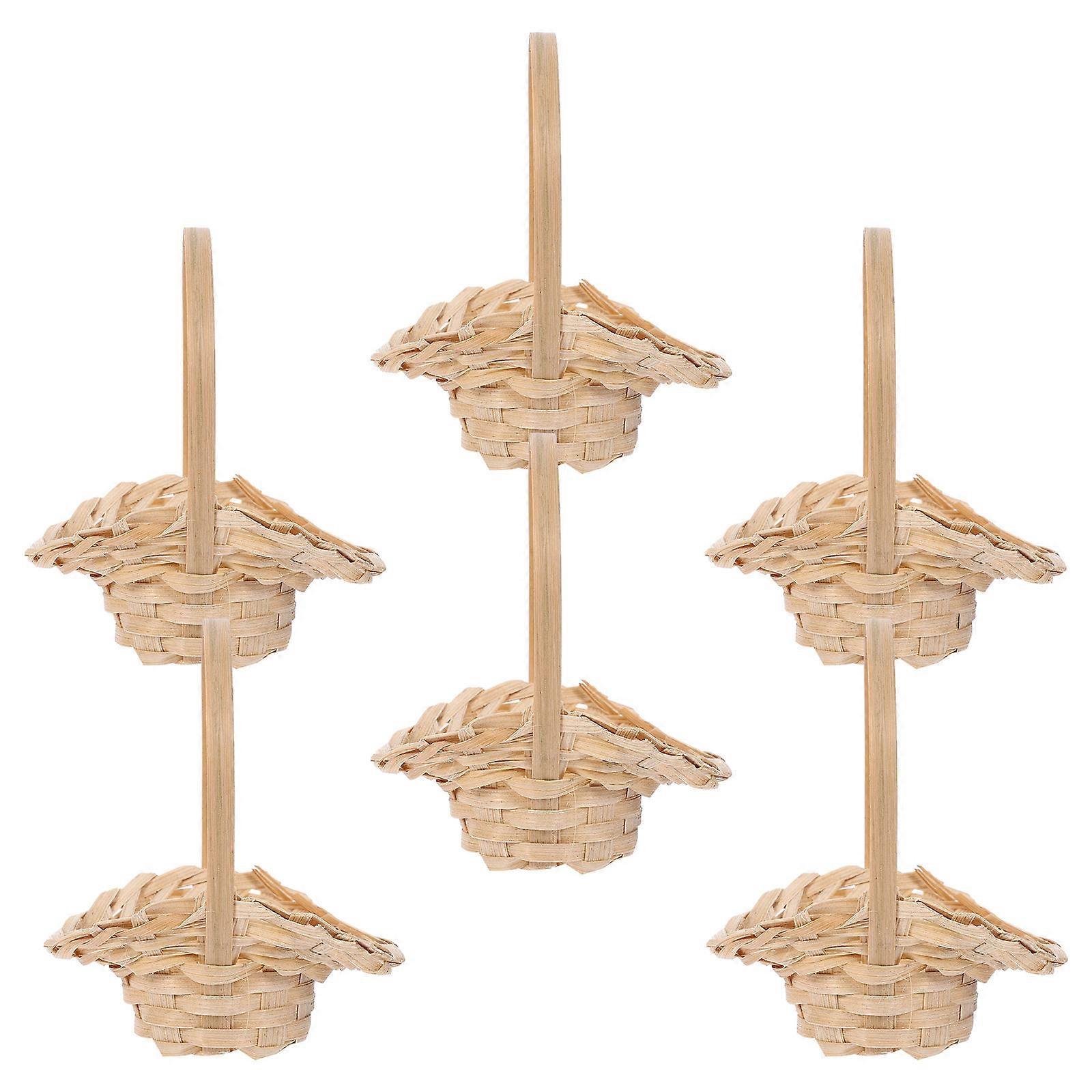 Mini Woven Baskets 6Pcs Khaki Bamboo Desktop Mini Basket for Decor Compact Storage