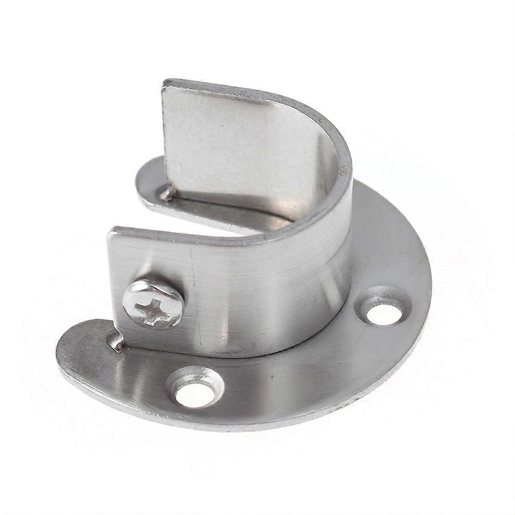Stainless Steel U Shape Closet Pole Socket Bracket for Secure Installation Silver 25MM