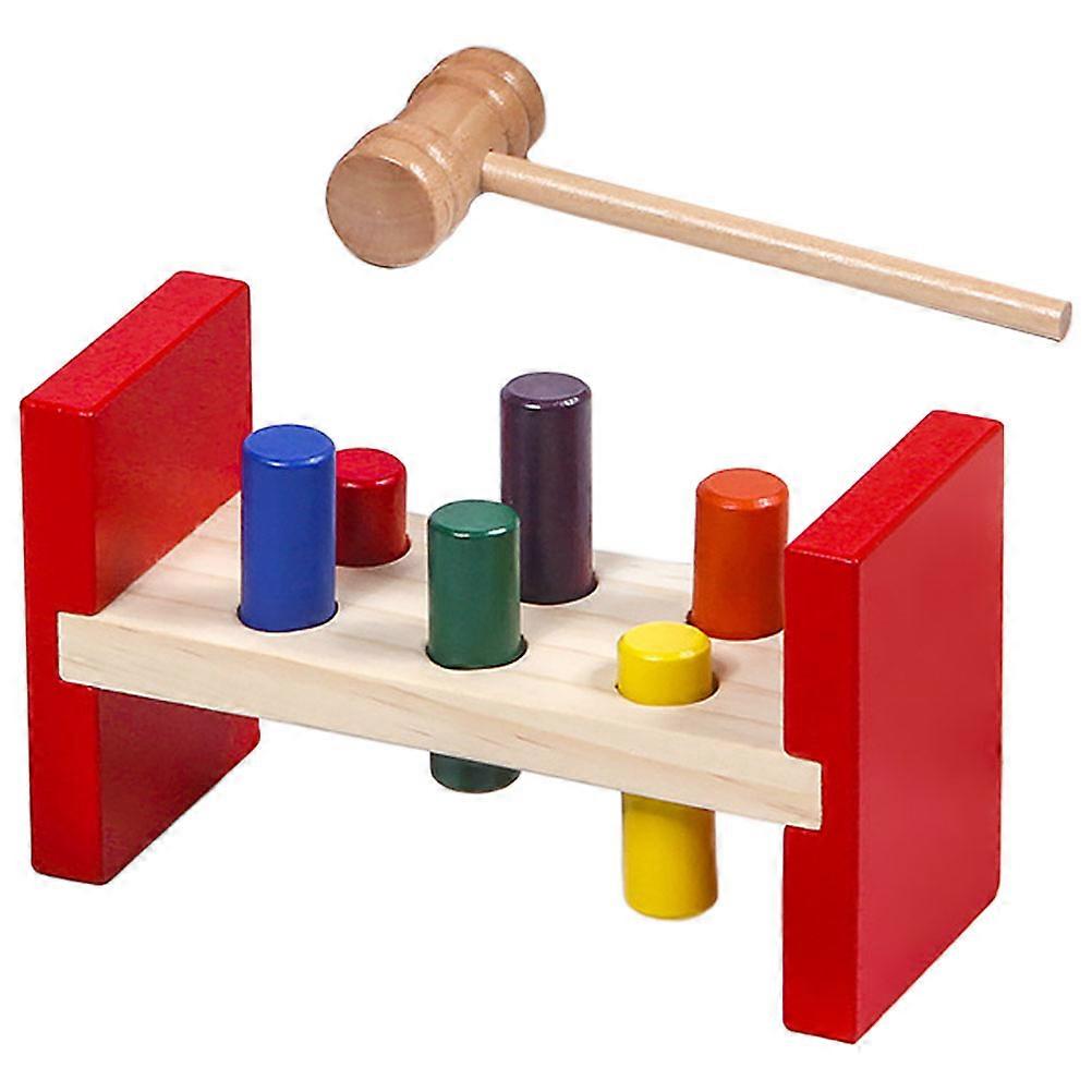 Worgeous 1 Set Percussion Toy Wooden Pounding Toy with Wooden Hammer for Color Recognition