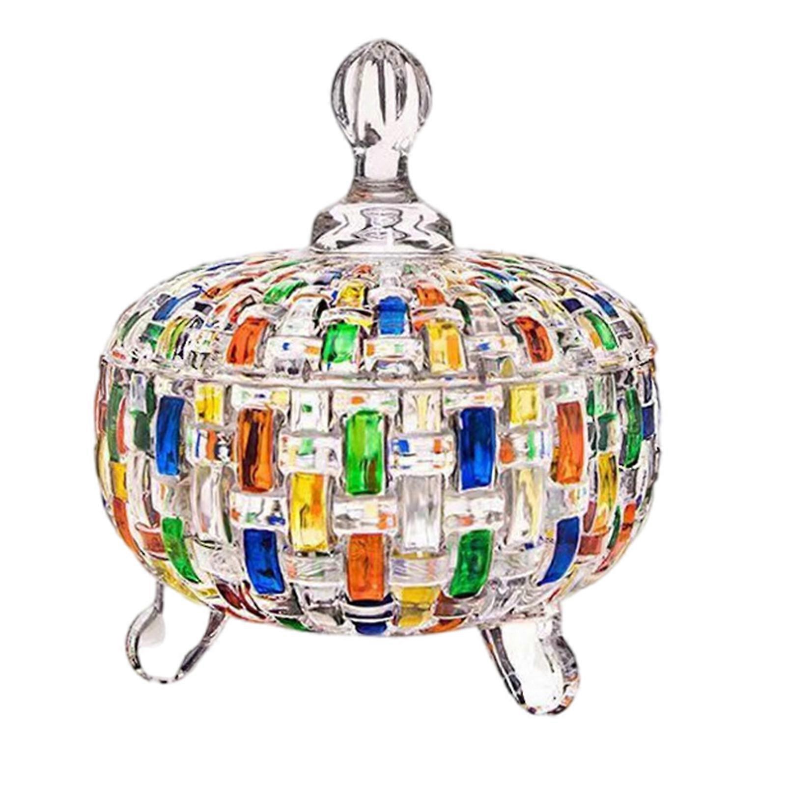 Food Safe Handcraft Glass Jar Vibranting Artistics Pattern Portable for Home Organization Display Multicolor