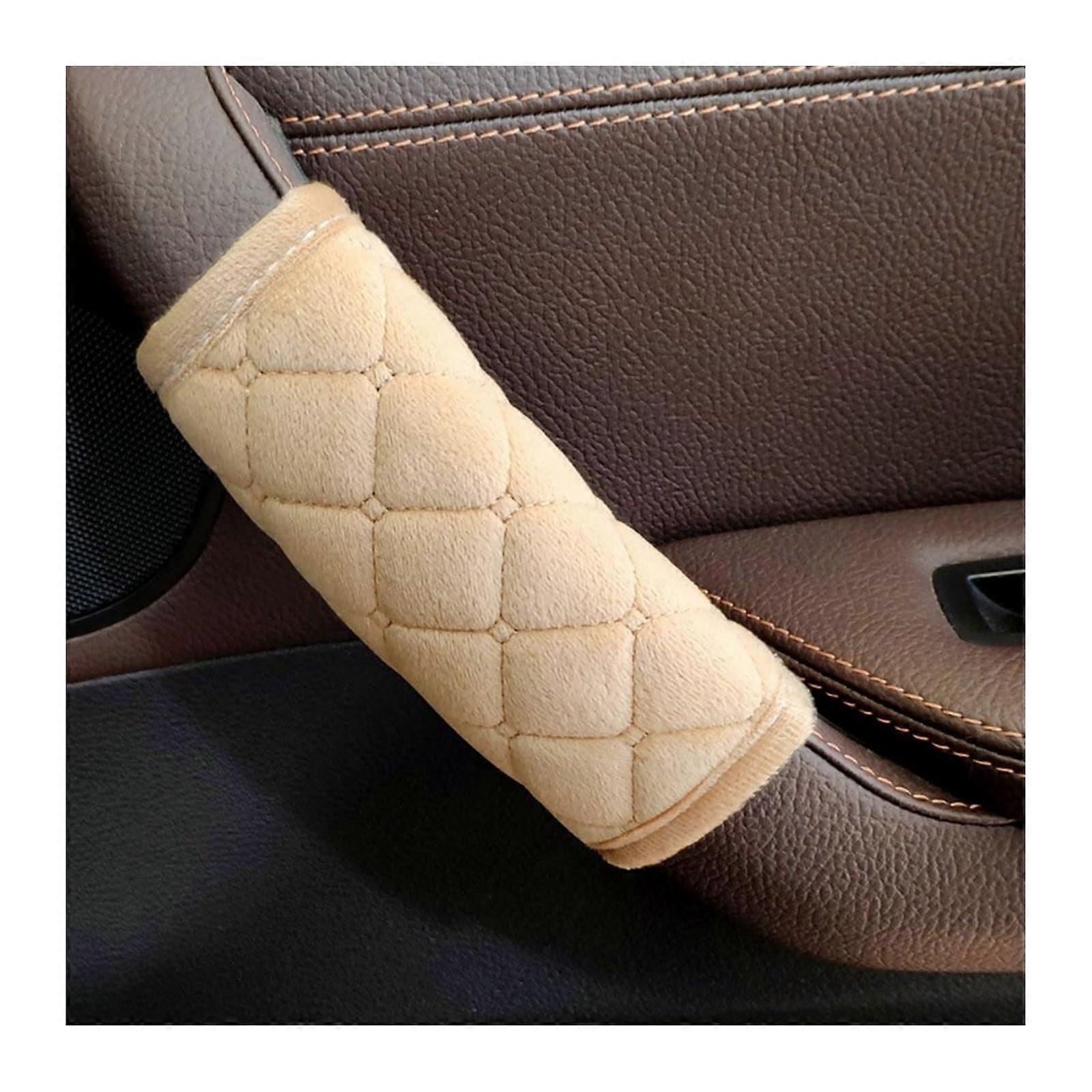 Interior Door Handle Cover Soft Plush Protector for Car Armrest Handle, Beige Color, Universal Fit for All Models