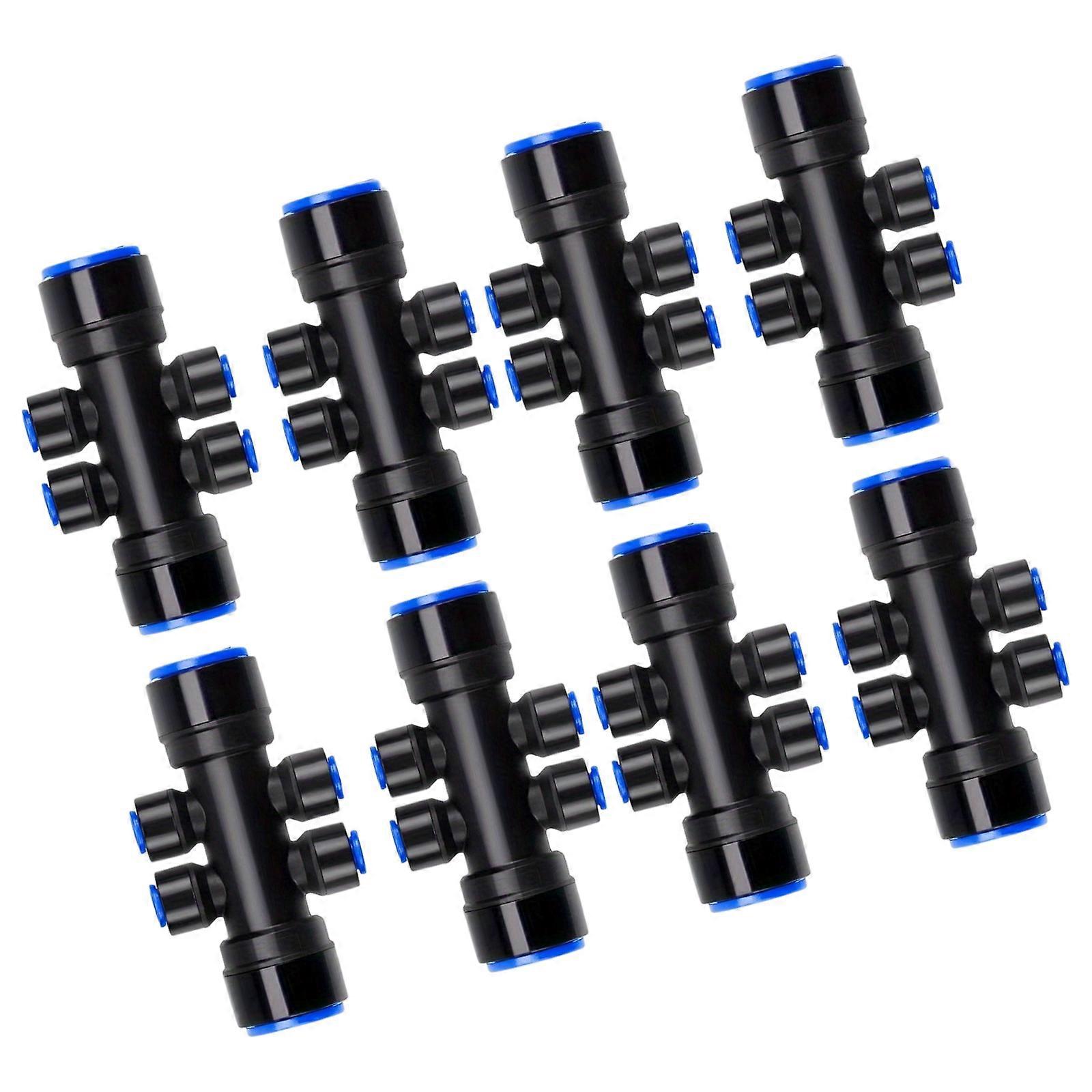 2/3/8Pcs 6 Way Drip Irrigation Splitter 1/4inch Fitting Easy Installation Water Flowing Adapter for Home Gardening Multicolor