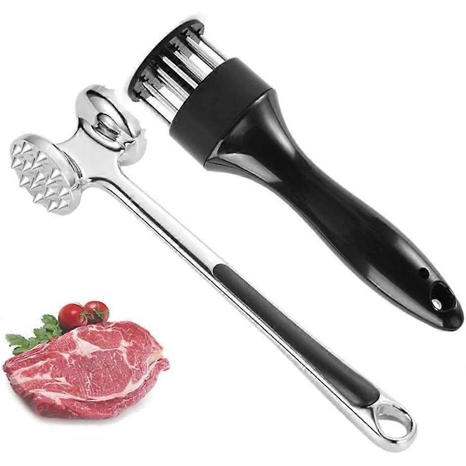 Stainless Steel Meat Tenderizer Hammers, 2-Piece Set for Kitchen