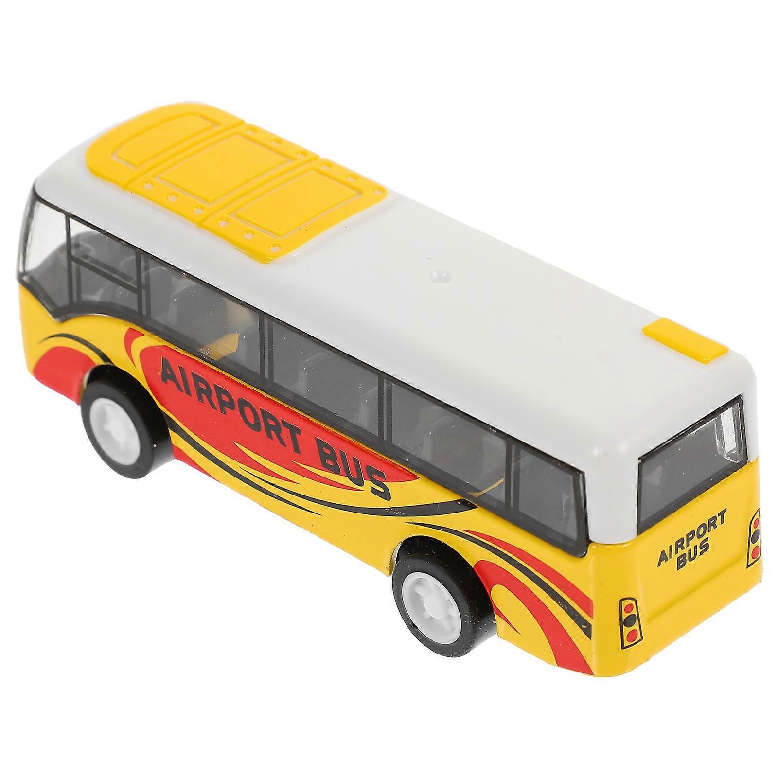 Yellow Alloy Educational Simulated Bus Toy for Kids with Realistic Design and Movable Features
