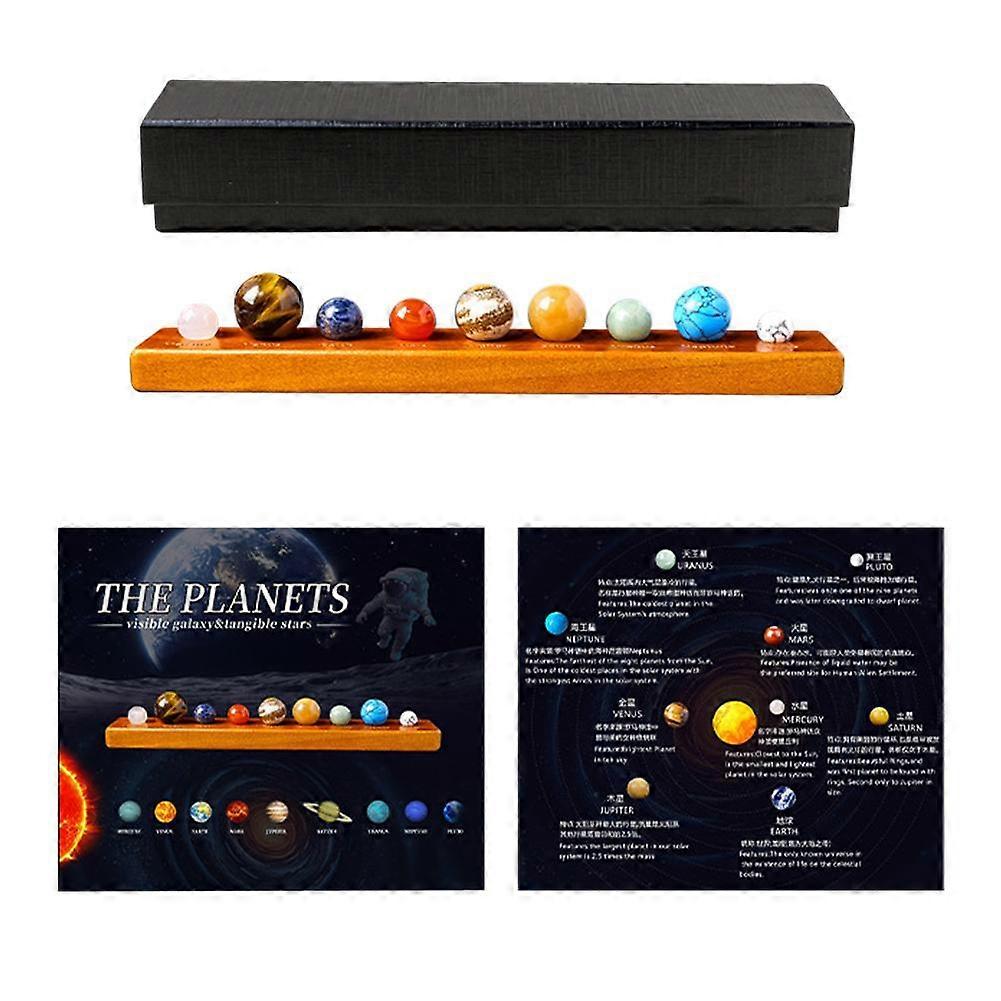 For Solar System 9 Planets Crystal Set Handmade Gemstone Ornament Gift Box