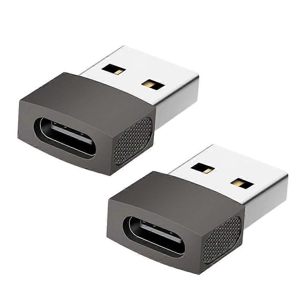 Type C to USB Converter USB C Female to USB 2.0 Male Adapter Grey for Travel Charging Compatibility