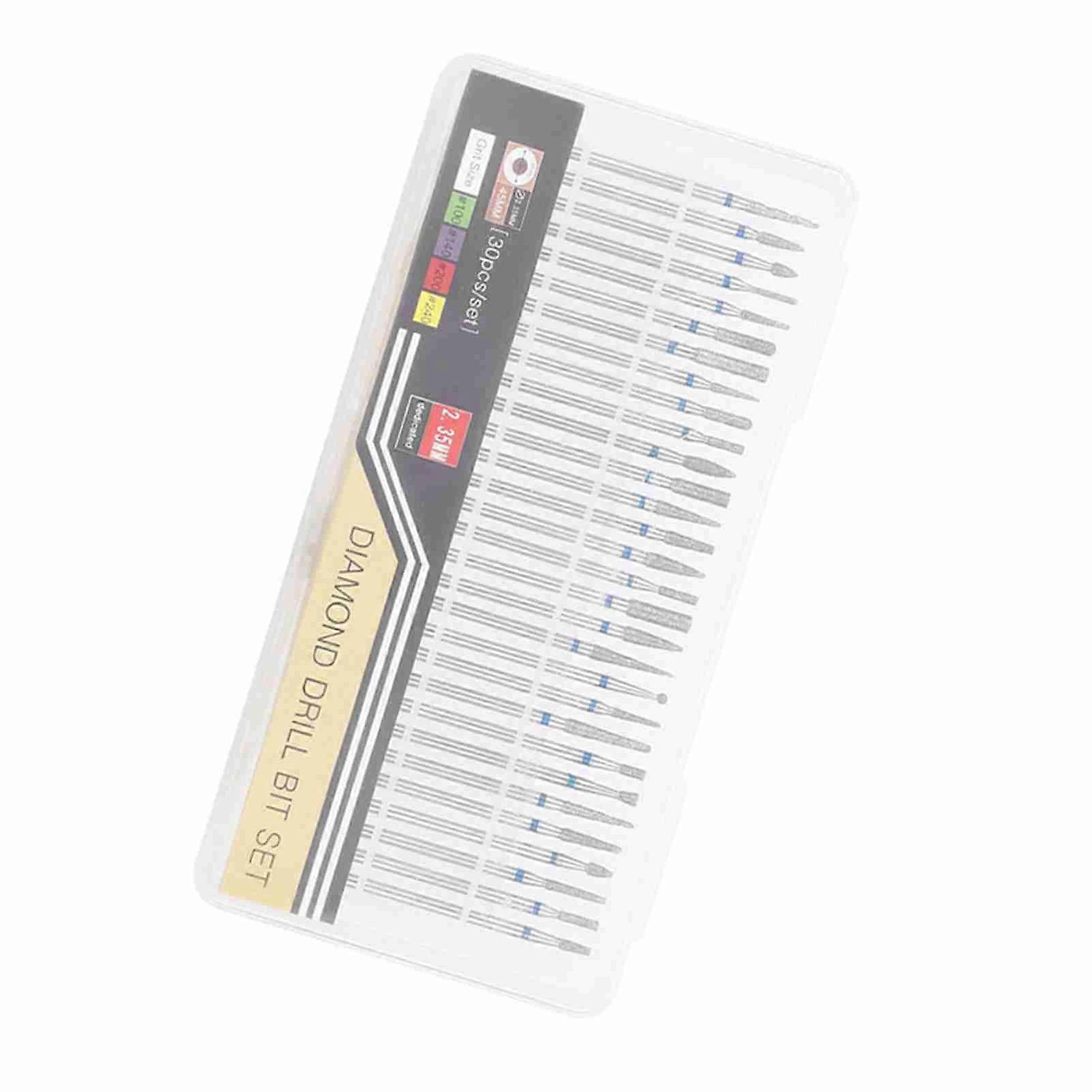 30Pcs Diamond Nail Drill Head Set for Polish & Shaping, B Type