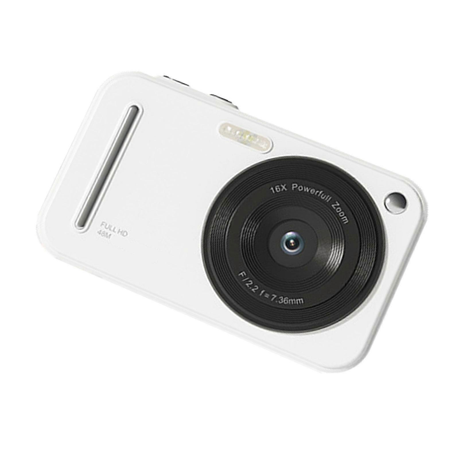 Mini Digital Camera 48MP Resolution Auto Focusing 2.4Inch Screen Lightweighted For Adventure and Kids Friendly  White